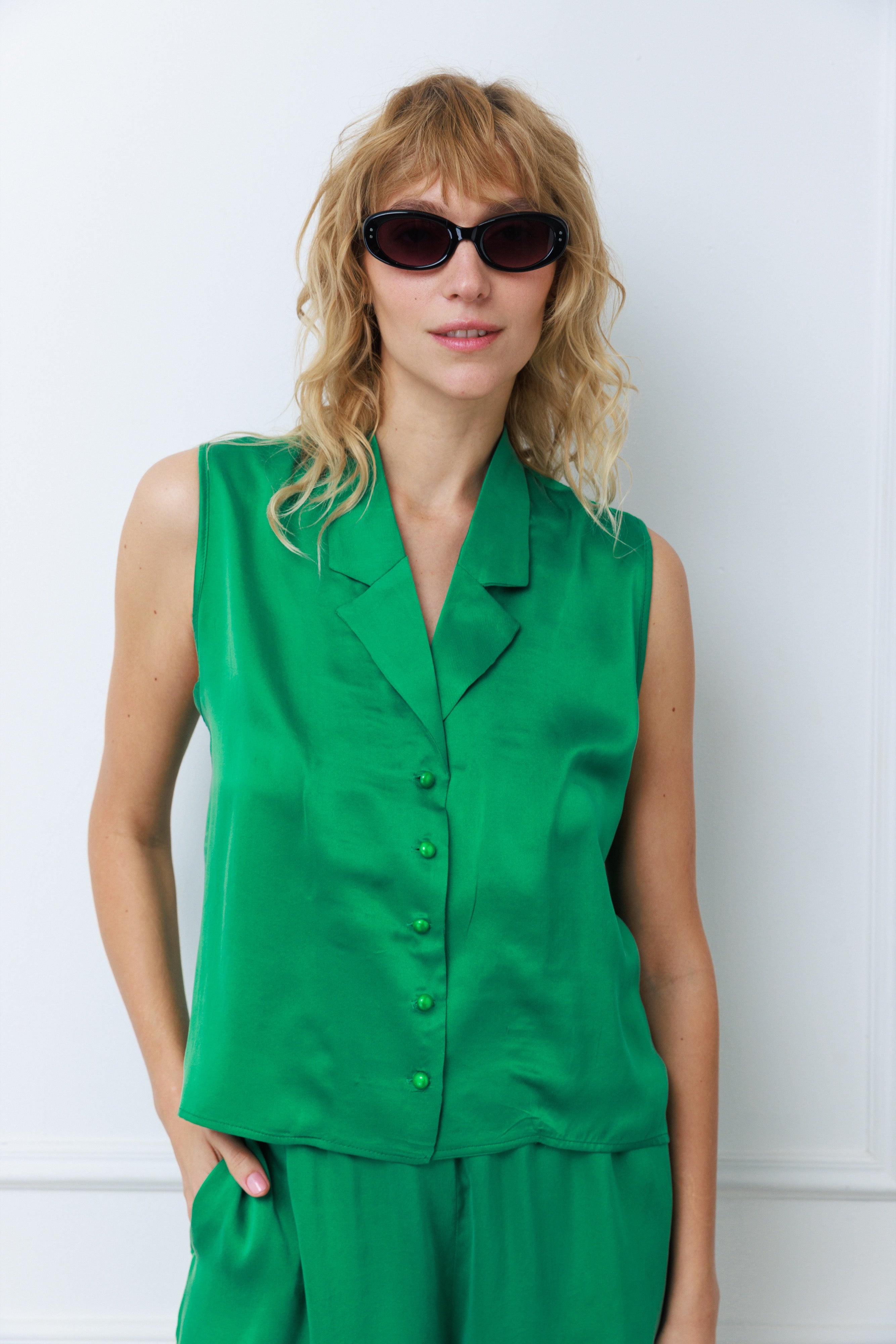 בלייזר מרי ירוק ללא שרוולים