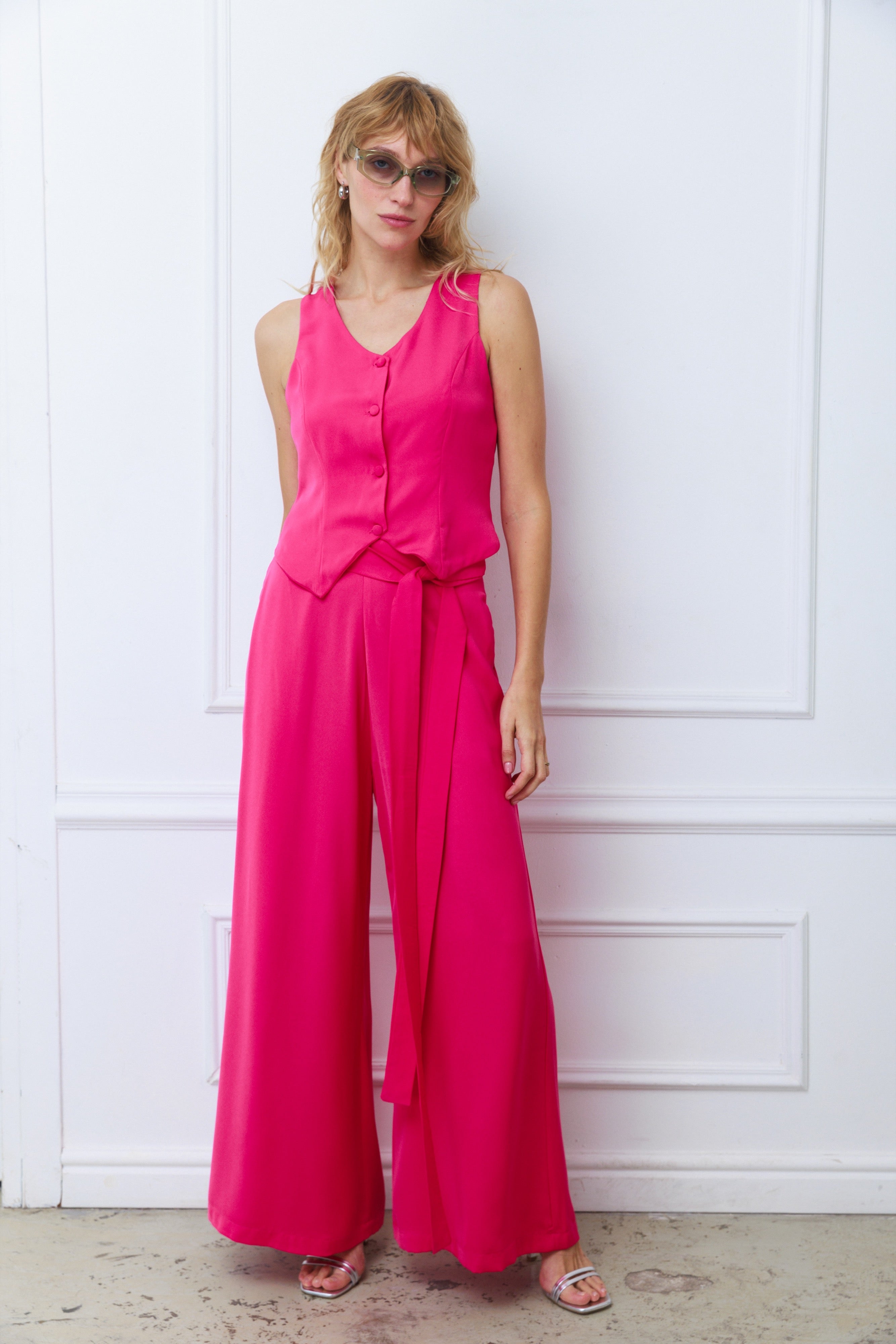 Susan Long Pants in Fuchsia Pink